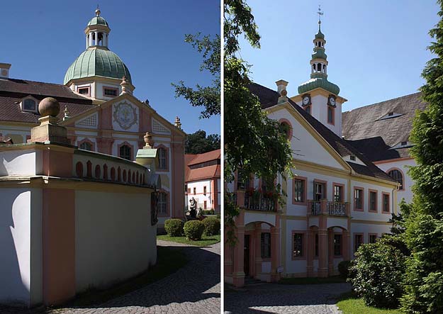 Kloster St. Marienthal, Michaeliskapelle und re. Propstei und Klosterkirche